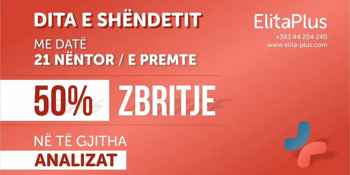21 nëntori, Dita e Shëndetit: Elita Plus me super ofertë 50% zbritje në çdo analizë