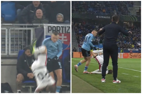 VIDEO/ Pamje të frikshme, futbollisti i Kombëtares bie në kokë dhe zëvendësohet në pjesën e parë të ndeshjes në Europë