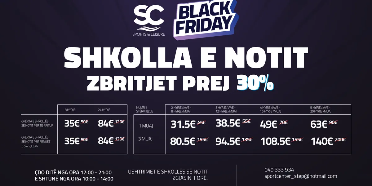 Shkolla e notit STEP Sports Center sjell zbritjet më të mëdha të vitit për Black Friday – 20 dhe 30% më lirë për anëtarësim