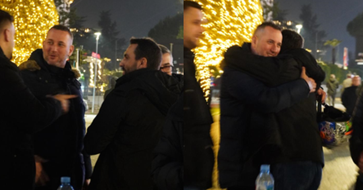 PAMJET/ Florjan Binaj i bashkohet Lapajt, përqafimi para Kryeministrisë