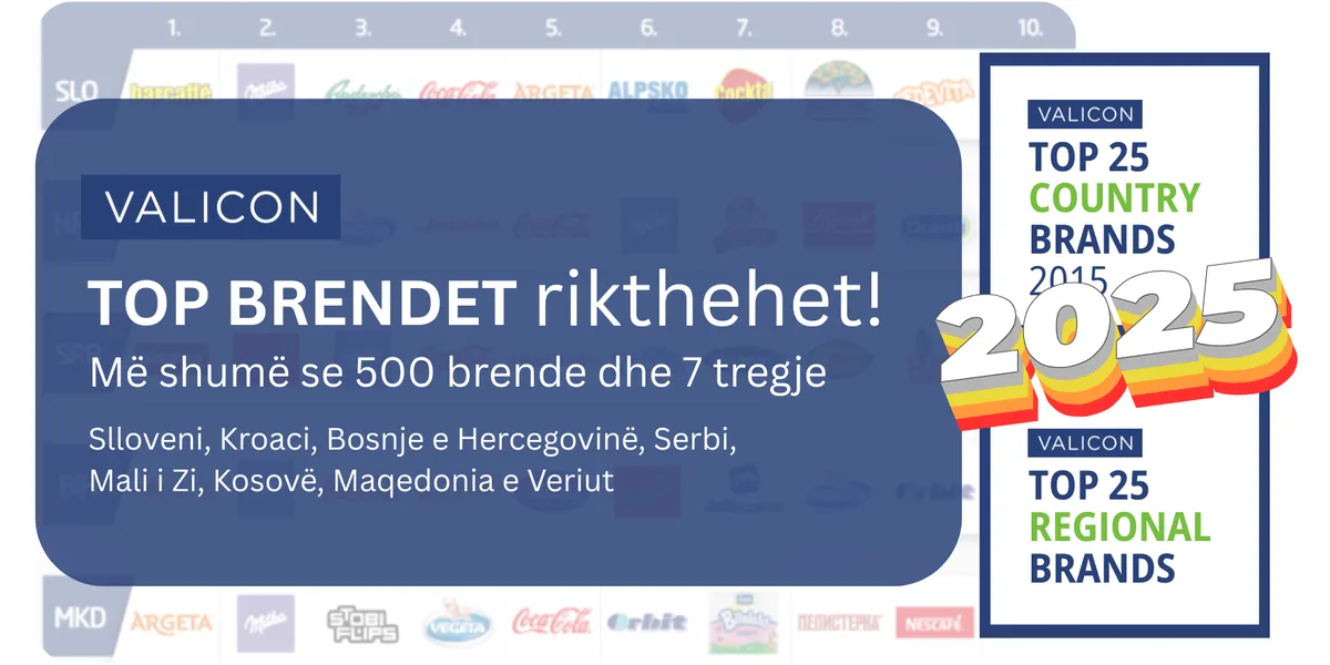 Valicon rikthen hulumtimin e tregut ‘Top Brendet’ pas dhjetë vitesh dhe hap pjesëmarrjen për të gjitha brendet FMCG në rajonin e Adriatikut