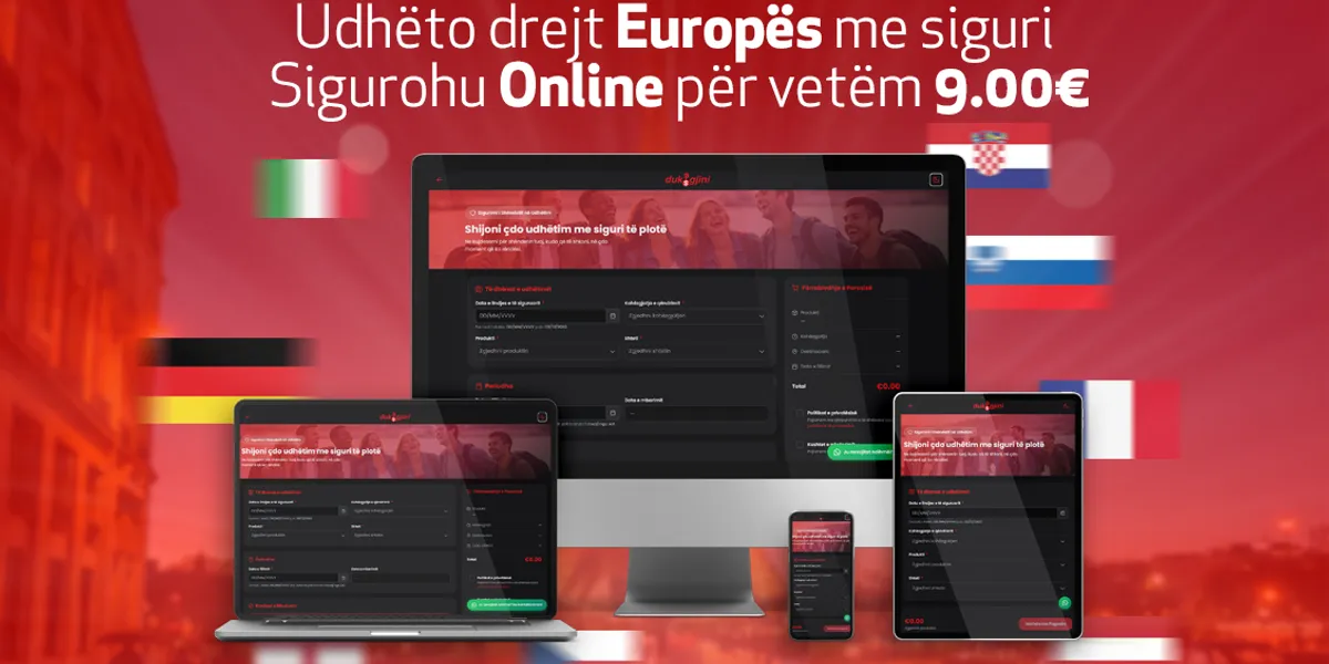 Udhëto drejt Europës me siguri – sigurohu online për vetëm 9.00€