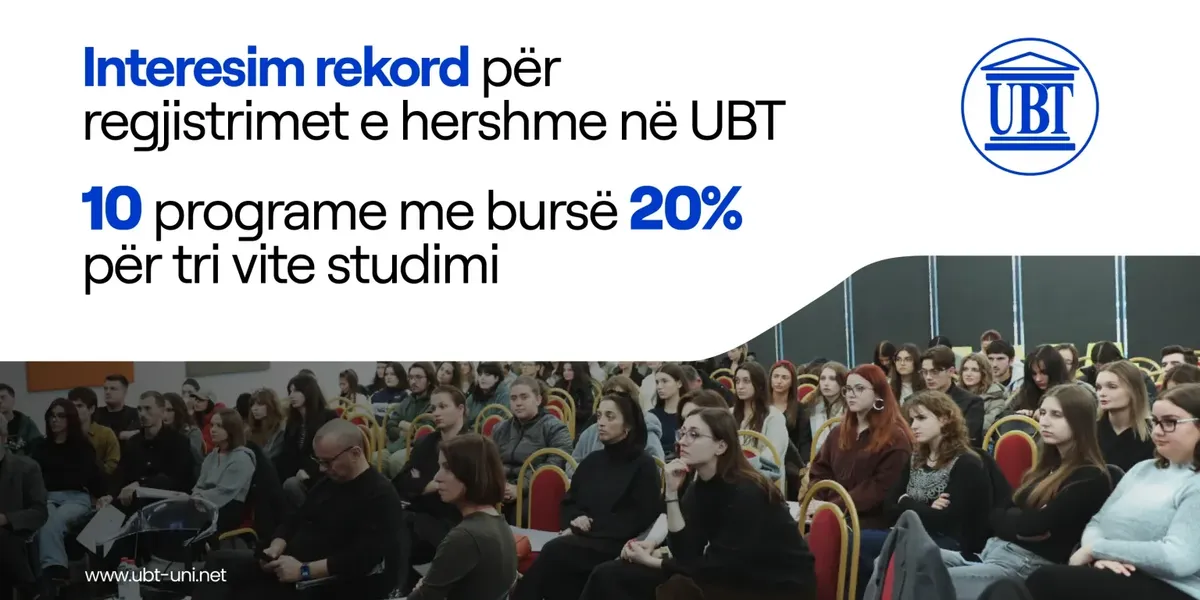Interesim rekord për regjistrimet e hershme në UBT – 10 programe me bursë 20 për qind për tri vite studimi