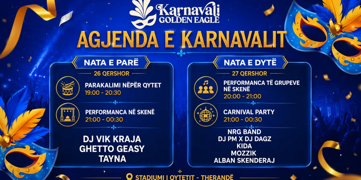 Karnavali “Golden Eagle” rikthehet në Therandë, publikohet agjenda e dy netëve festive