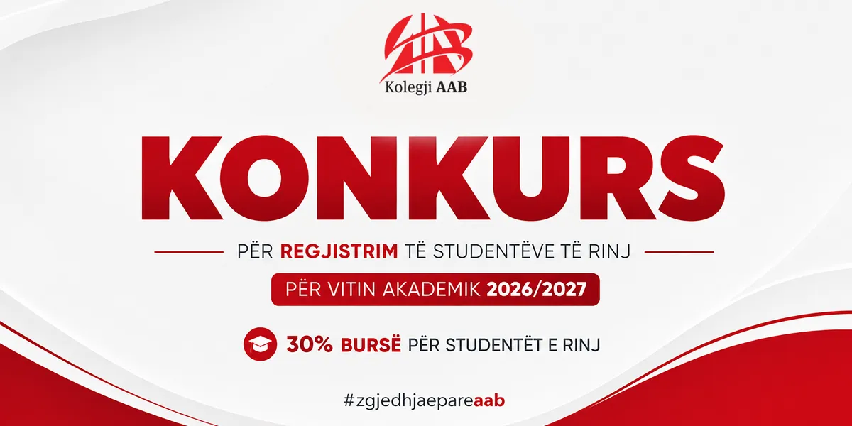 Konkursi për regjistrim në Kolegjin AAB për vitin akademik 2026/2027 është i hapur – 30% bursë për studentët e rinj